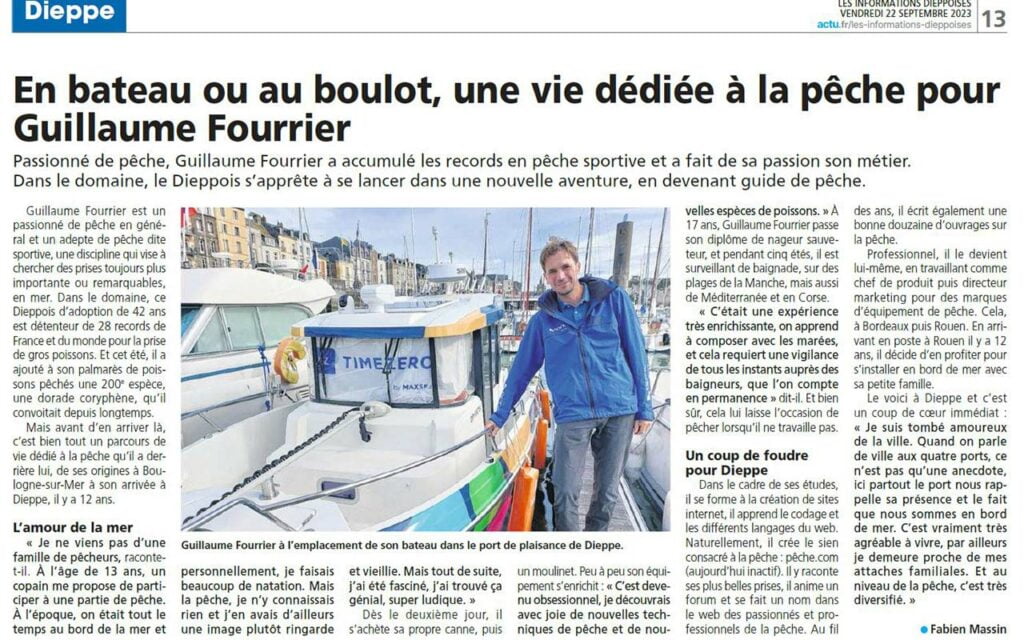 Interview de Guillaume Fourrier sur l'activité de guide de pêche à Dieppe en Normandie
